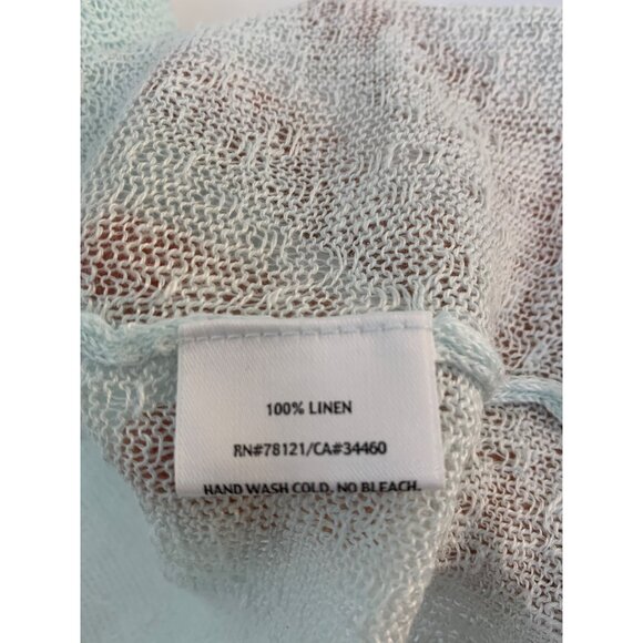 EILEEN FISHER Green Linen Sheer Cap Sleeve Cardigan Sweater Size L RA10139 EUC - Picture 4 of 10